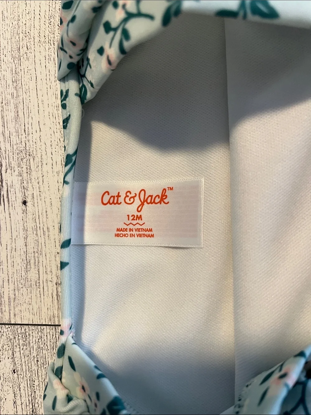 Cat & Jack Baby Floral Puff Sleeve Swimsuit Size 12 Months